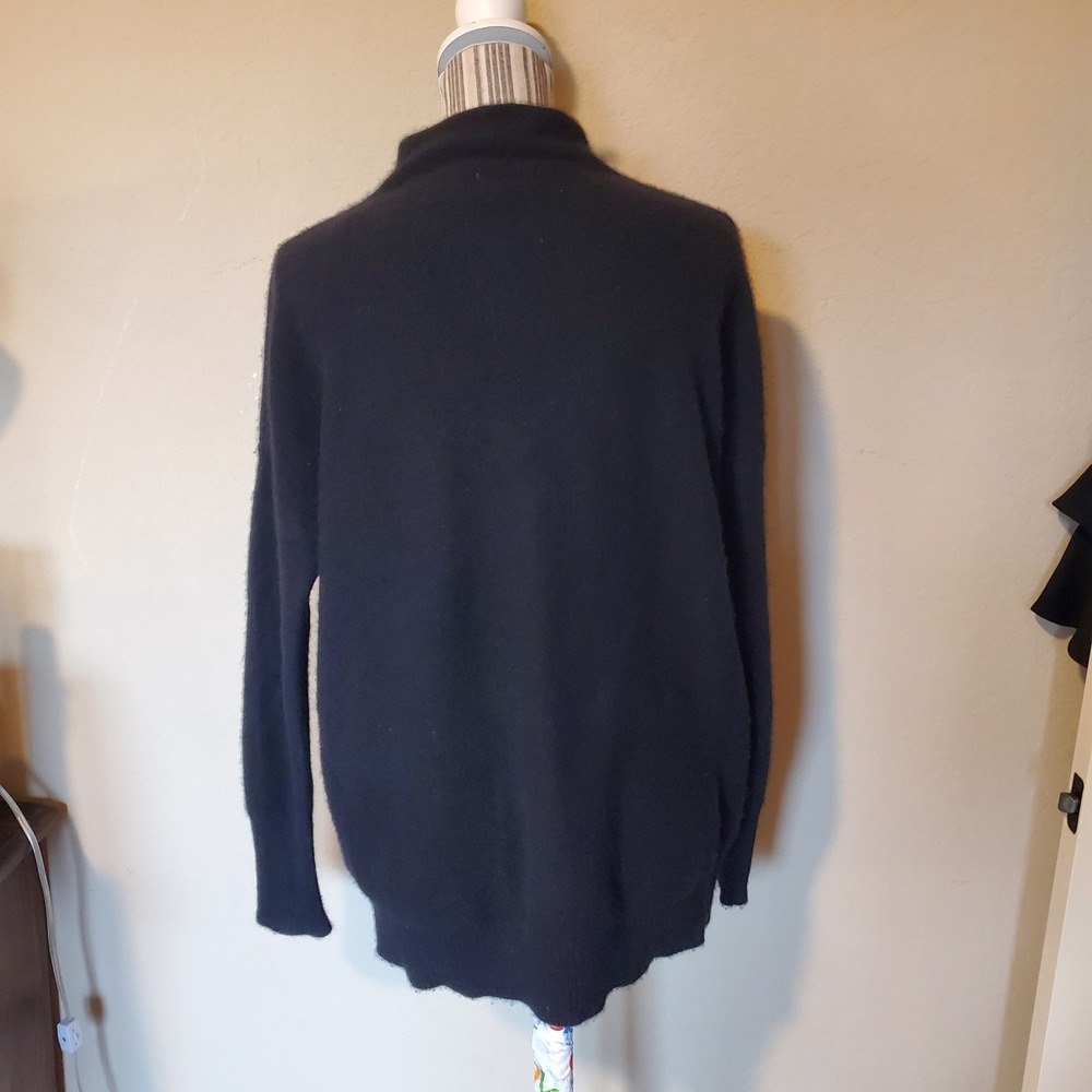 Magaschoni Black 100% Cashmere Mock Neck Long Sleeve Sweater Womens Medium